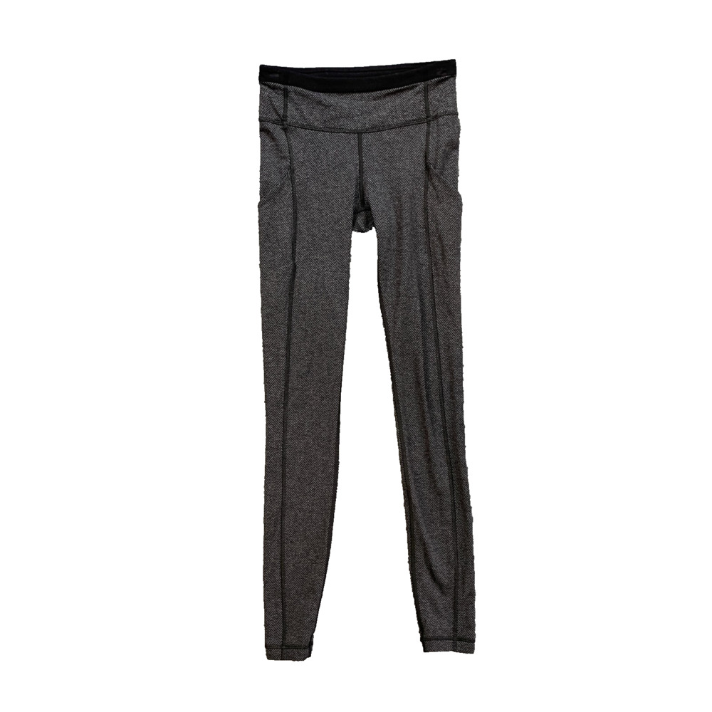 Lululemon Leggings Womens 4 Graphite Black Herringbone Side Pocket Ankle Yoga